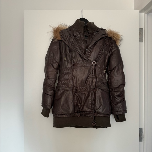 Rudsak Brown Down Jacket with Fur - Picture 3 of 6